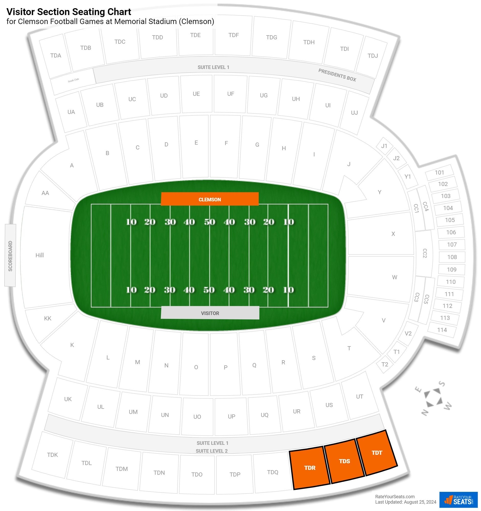 Clemson Football Stadium Seating Map Elcho Table