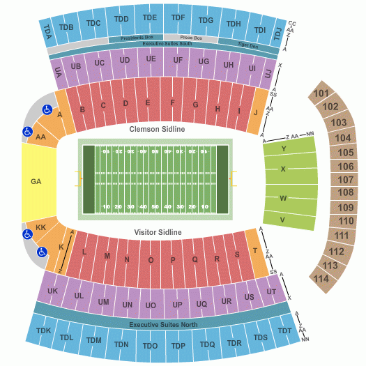 Clemson Memorial Stadium Seating Chart Clemson Memorial Stadium 