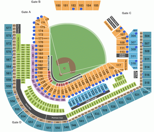 Cleveland Guardians Progressive Field Seating Chart Seat Map