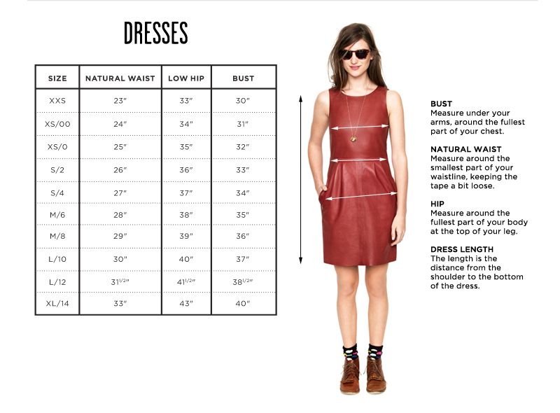 Clothing Size Charts Measurement Guide Madewell Fashion Models 