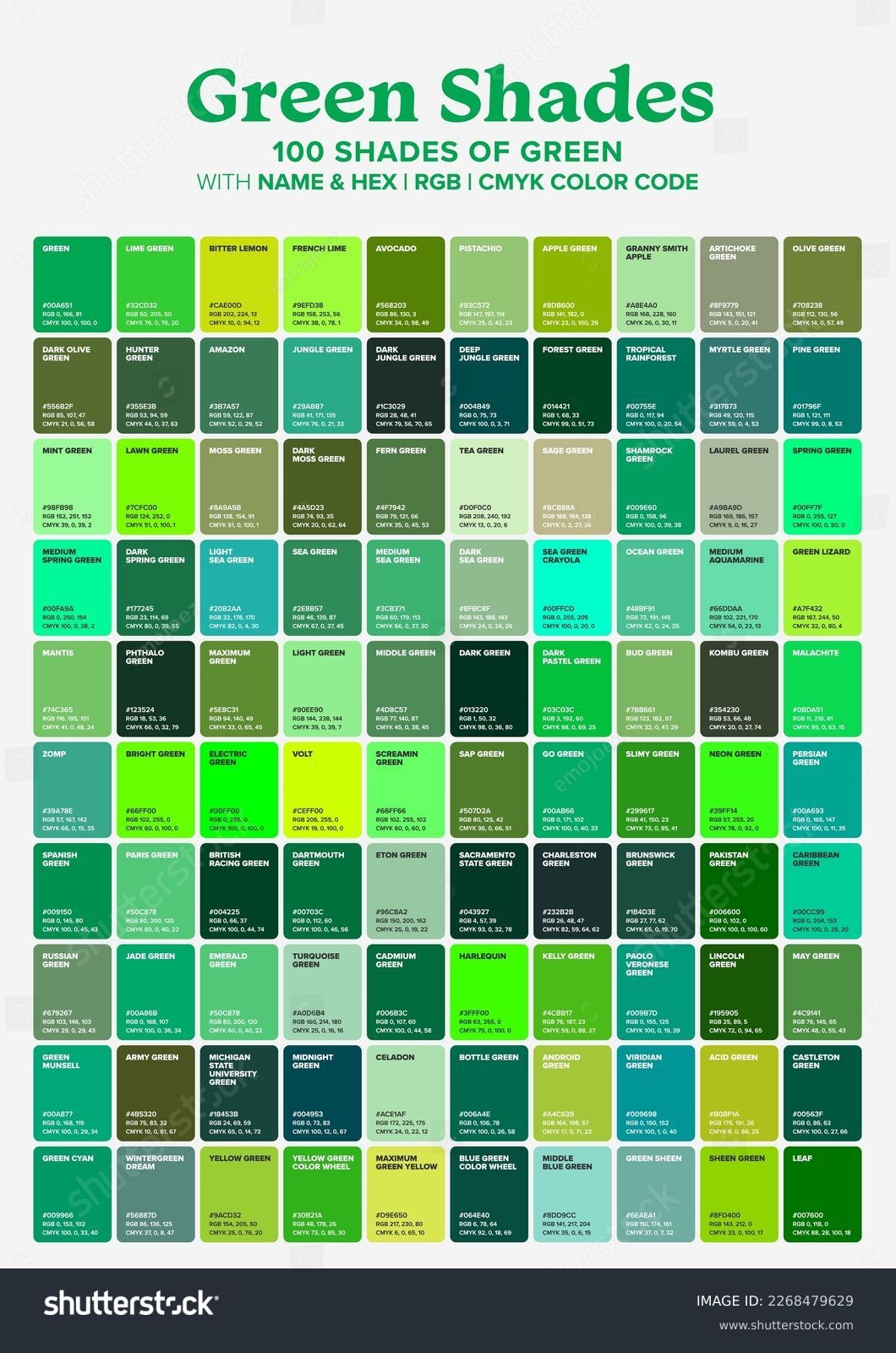 green color chart green color chart