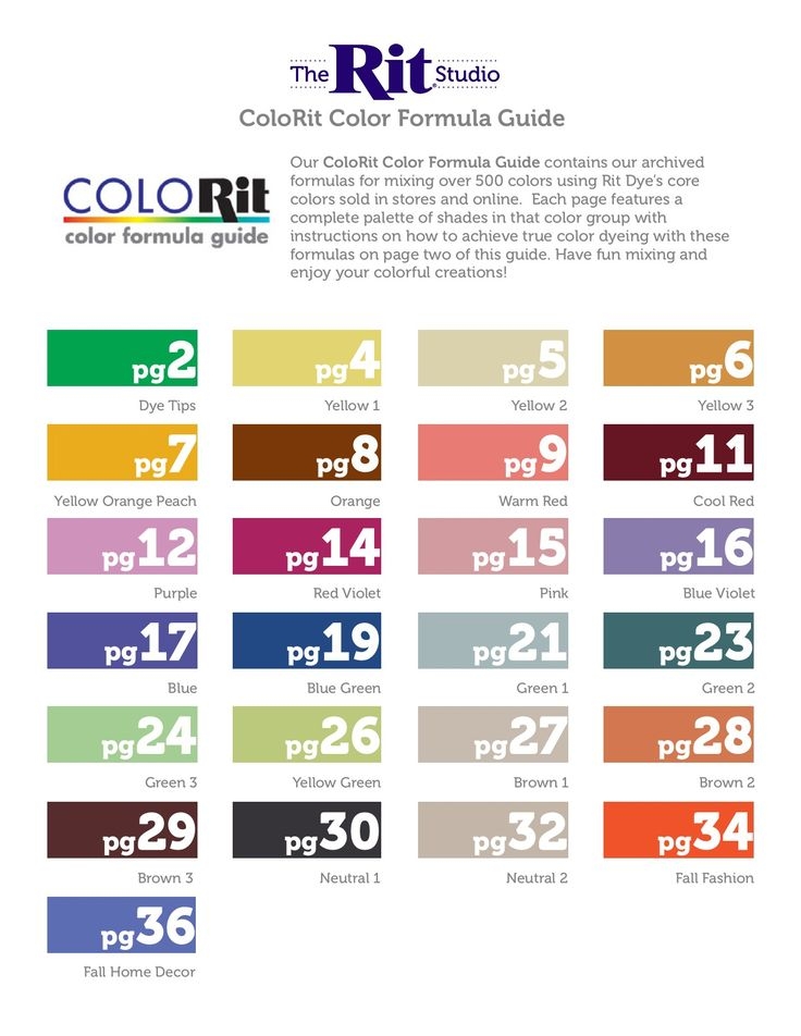 ColoRit Color Formula Guide The Rit Studio How To Dye Fabric Rit ColoRit Color Formula Guide The Rit Studio How To Dye Fabric Rit