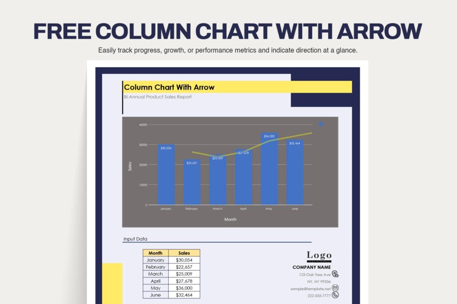Column Chart With Arrow In Excel Google Sheets Download Template