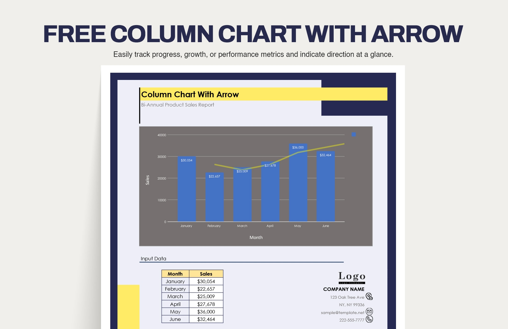 Column Chart With Arrow In Excel Google Sheets Download Template