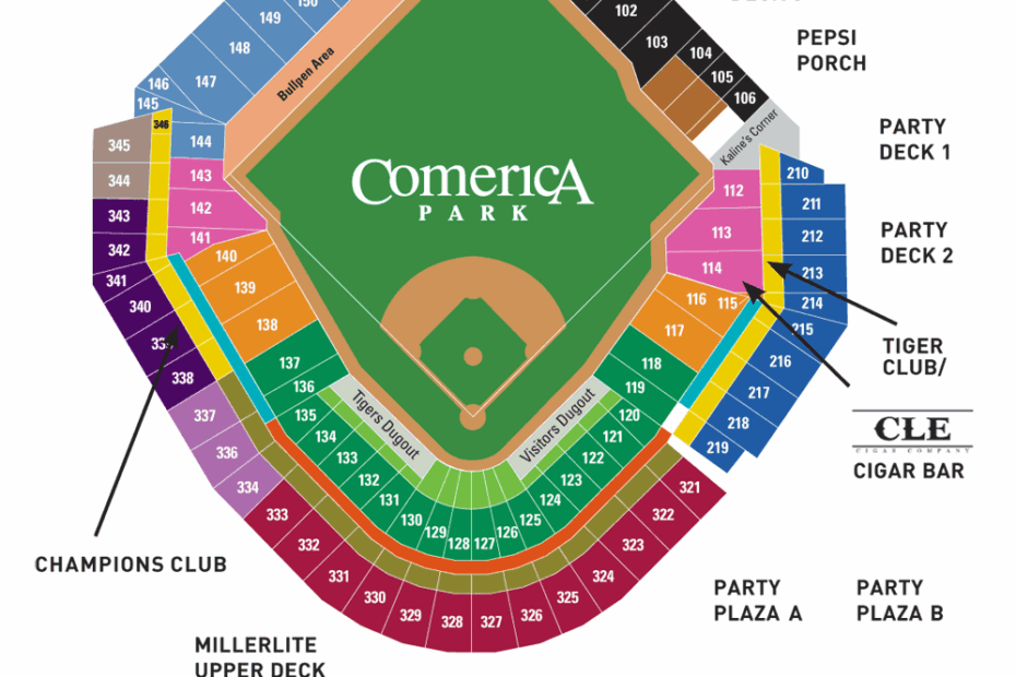 Comerica Park Detroit MI Seating Chart View