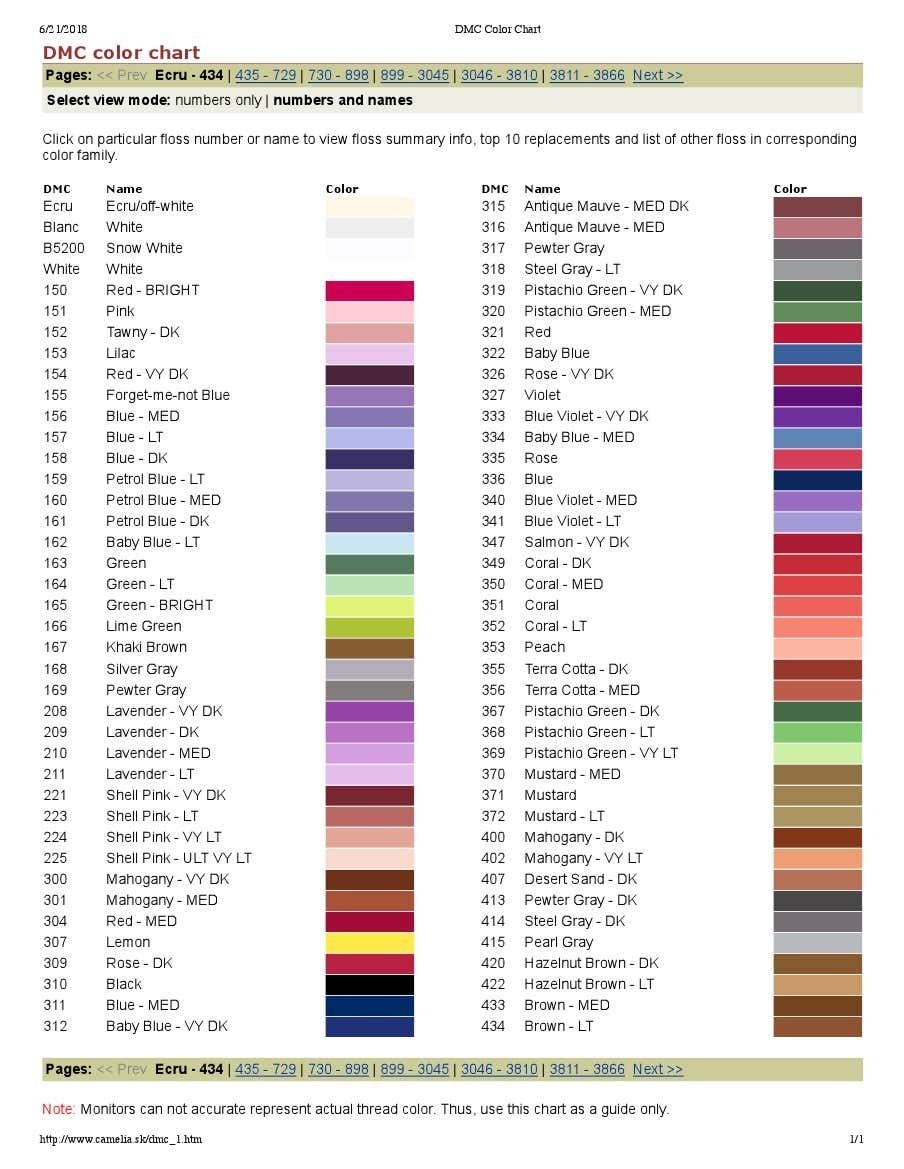 Complete Dmc Color Chart