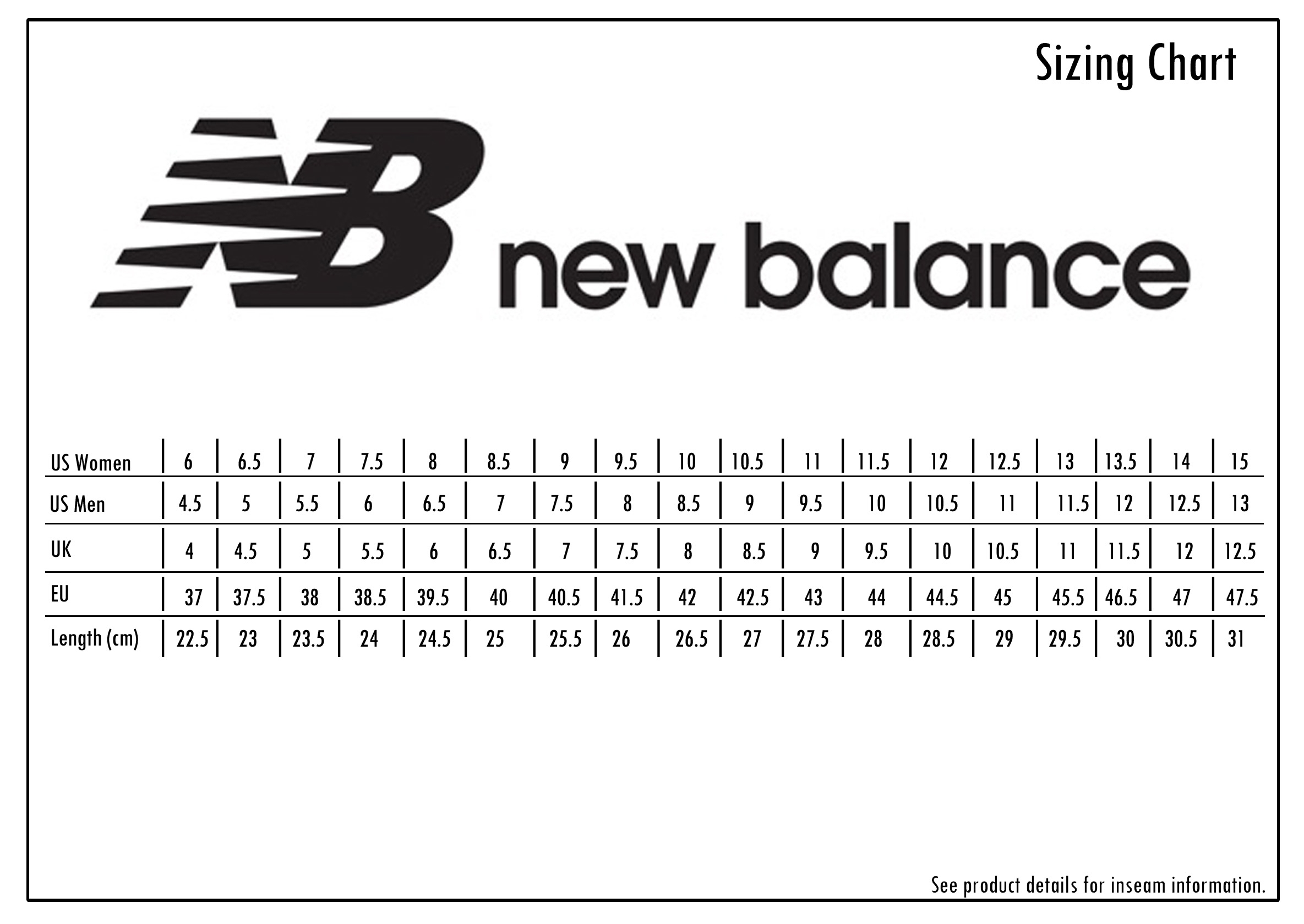 Complete New Balance Shoe Size Chart Find Your Perfect Fit Complete New Balance Shoe Size Chart Find Your Perfect Fit