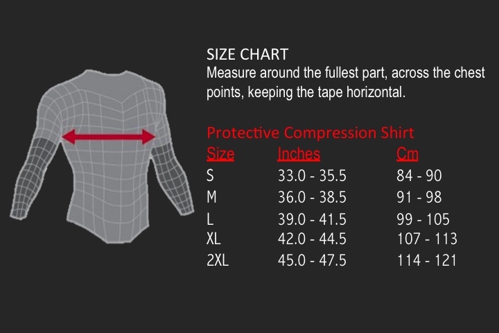 compression shirt size chart compression shirt size chart