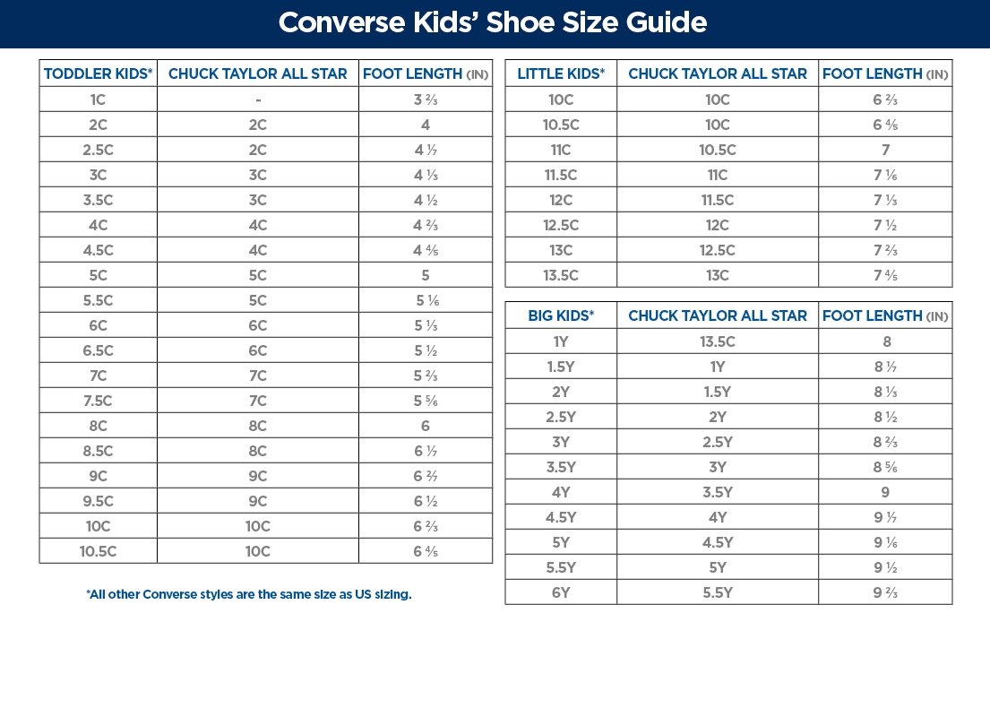 Converse Big Kids Size Chart Discount Www abinandanainfra