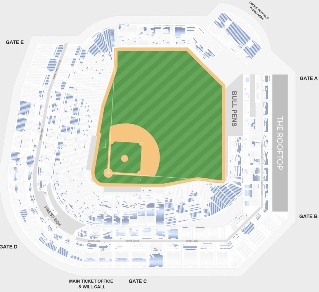 Coors Field Seating Chart With Seat Numbers And Rows Colorado Rockies Map