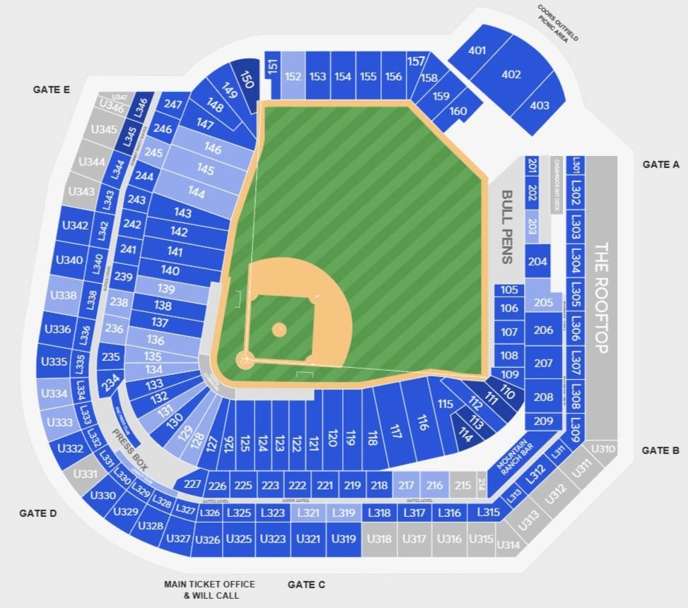 Coors Field Seating Chart With Seat Numbers And Rows Colorado Rockies Map
