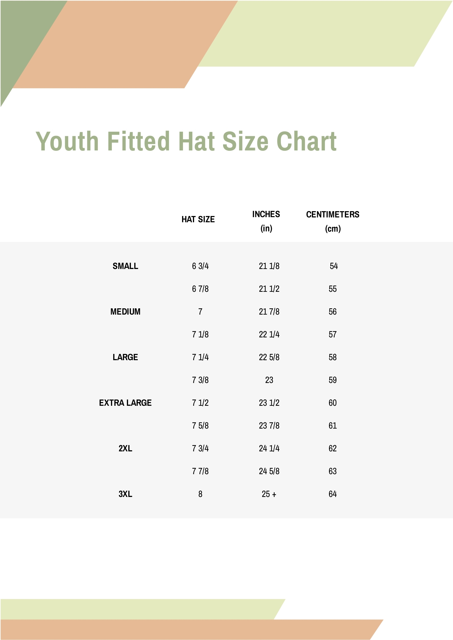 Crochet Hat Size Chart In PDF Download Template