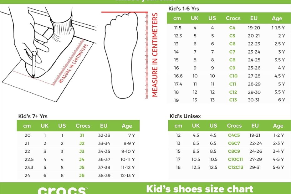 Crocs Printable Size Chart