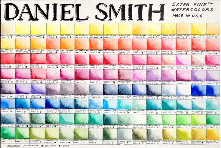 Daniel Smith Extra Fine Watercolors Color Chart Color Mixing Chart 
