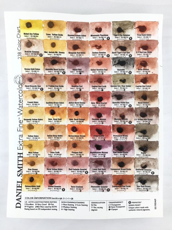 Daniel Smith Watercolor 238 Dot Color Chart Artist Lydia Makepeace 