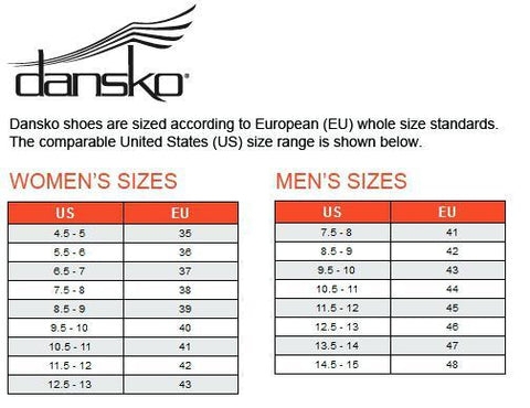 Danskos Size Chart