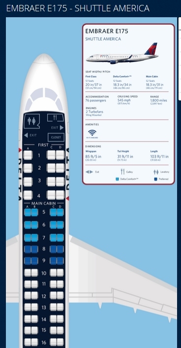 Delta Airlines Seating Chart Embraer 175 Cabinets Matttroy