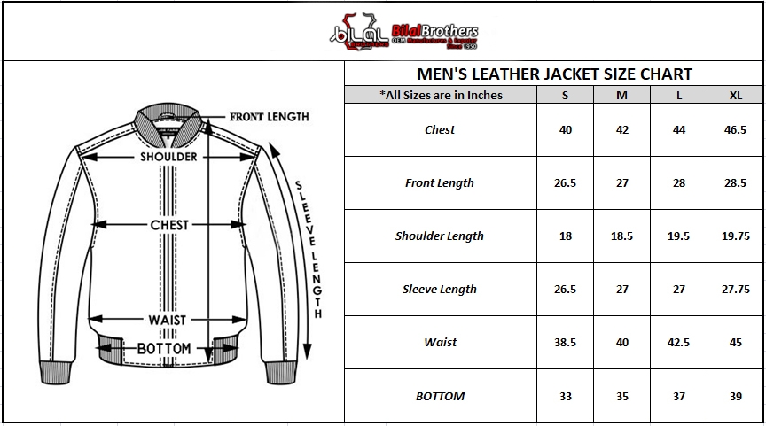 Detailed Coat Jacket Size Chart Table Diagram 46 OFF