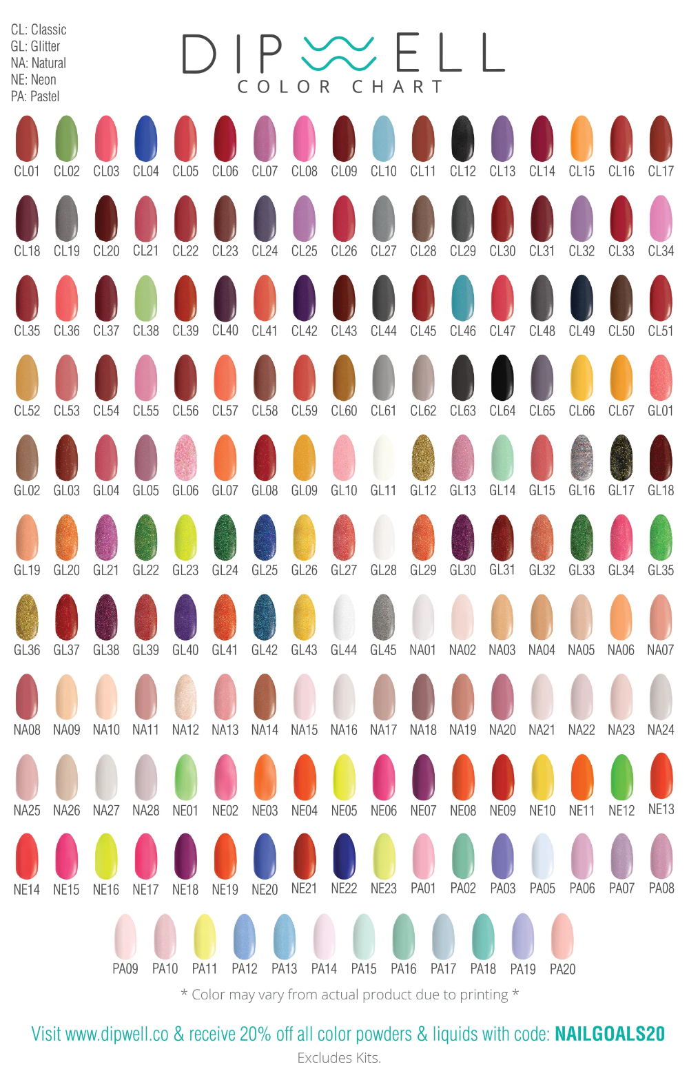 Dipping Powder Color Chart Educational Chart Resources