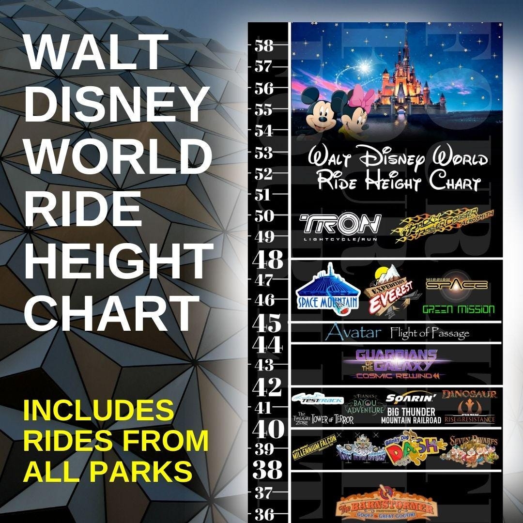 Disney Ride Height Chart Ride Height Requirements Poster And Growth 