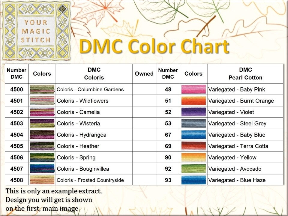 dmc embroidery thread color chart