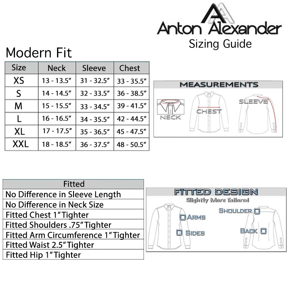 Dress Shirt Size Chart Mens Designer Dress Shirts Anton Alexander