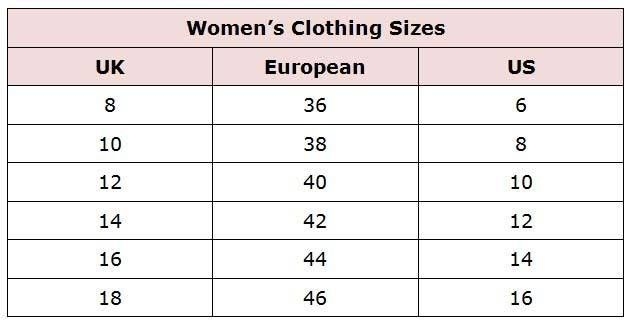 Dress Size Chart Eu To Uk She Likes Fashion