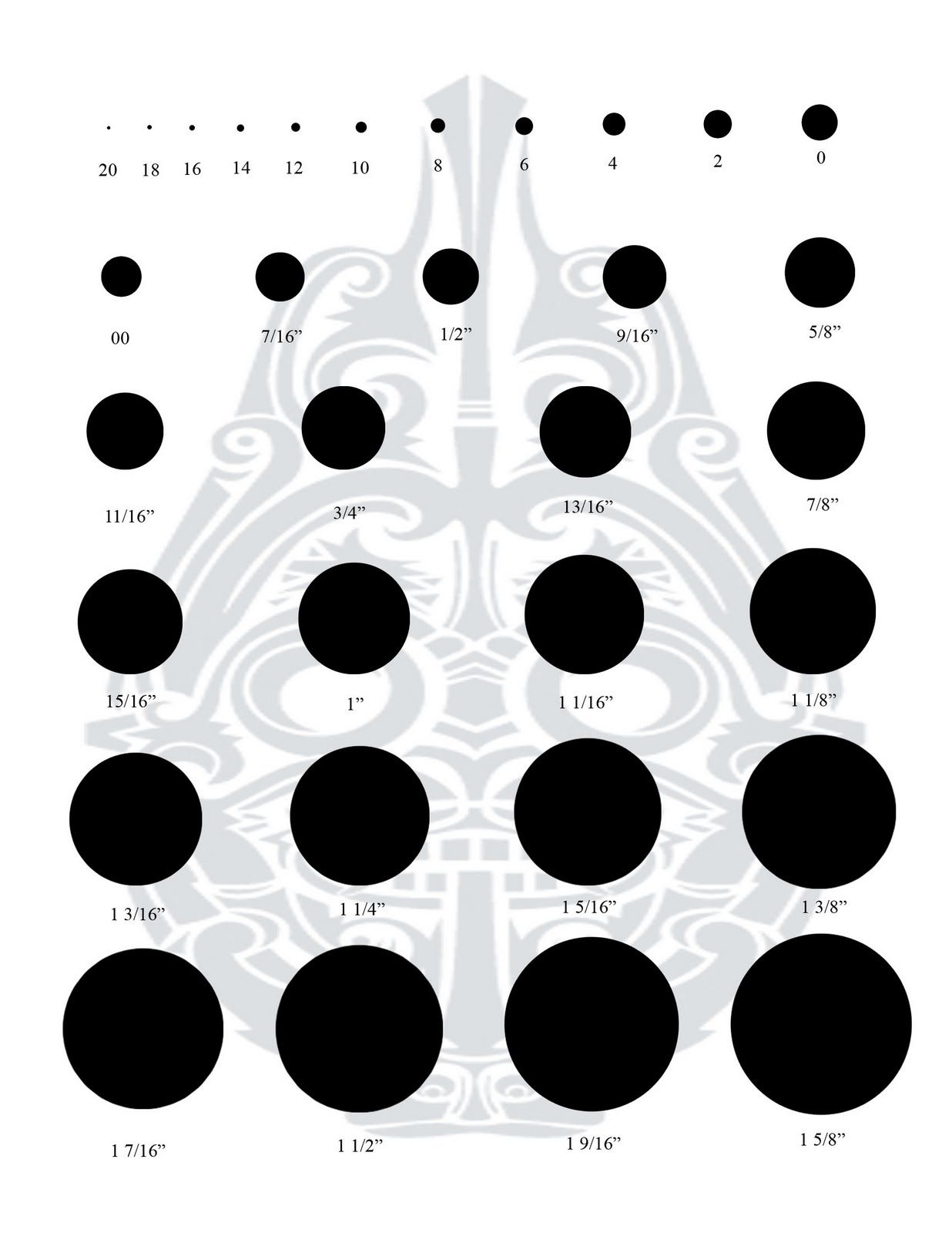 Ear Gauge Size Chart Actual Size Printable Gauge Chart