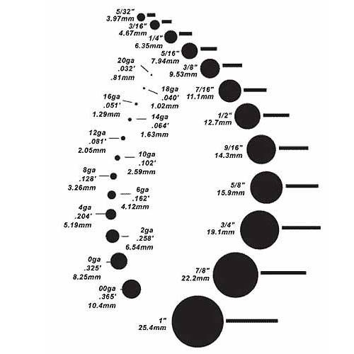 earring gauges size chart earring gauges size chart