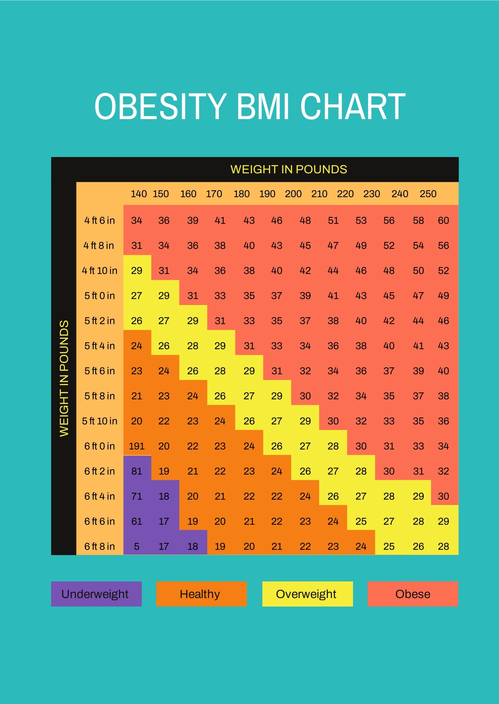 Editable BMI Chart Templates In PDF To Download
