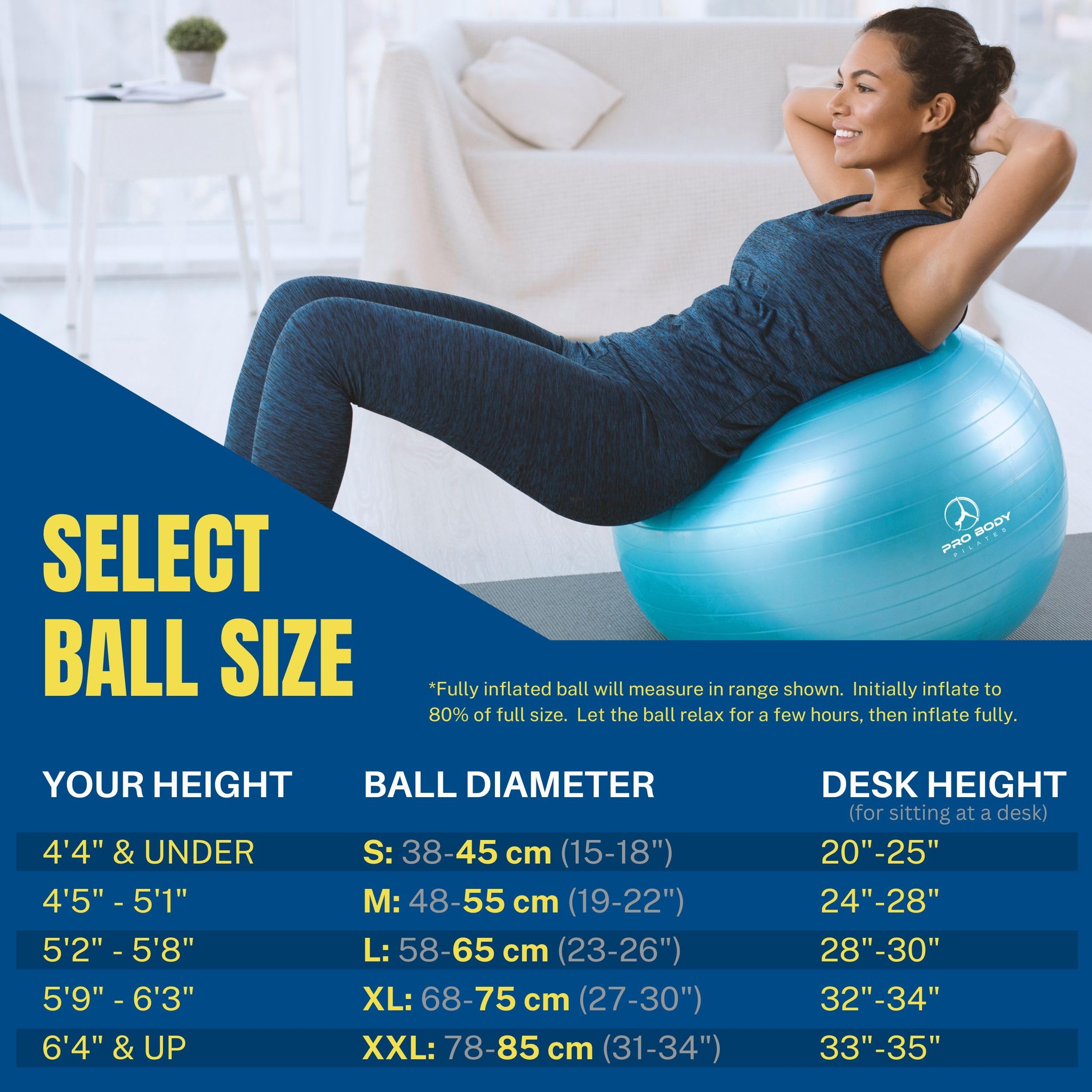 Exercise Ball Size Chart Height At Gabriel Williamson Blog