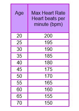 Exercise Heart Rate Zone Chart Power And Happiness