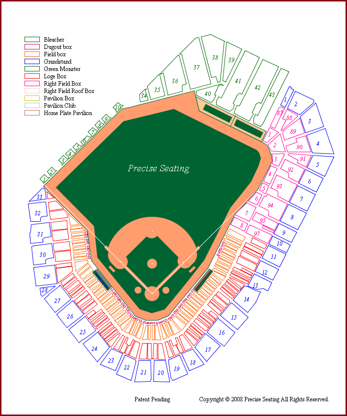 Fenway Park Seating Chart With Numbers
