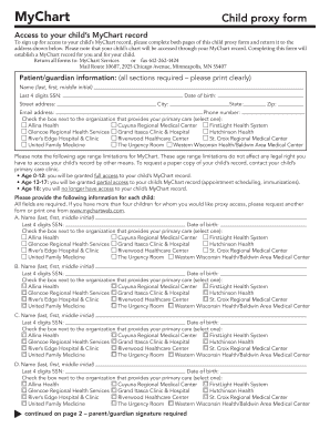 Fillable Online Images For What Is It MyChart Child Proxy Form Ccess To 
