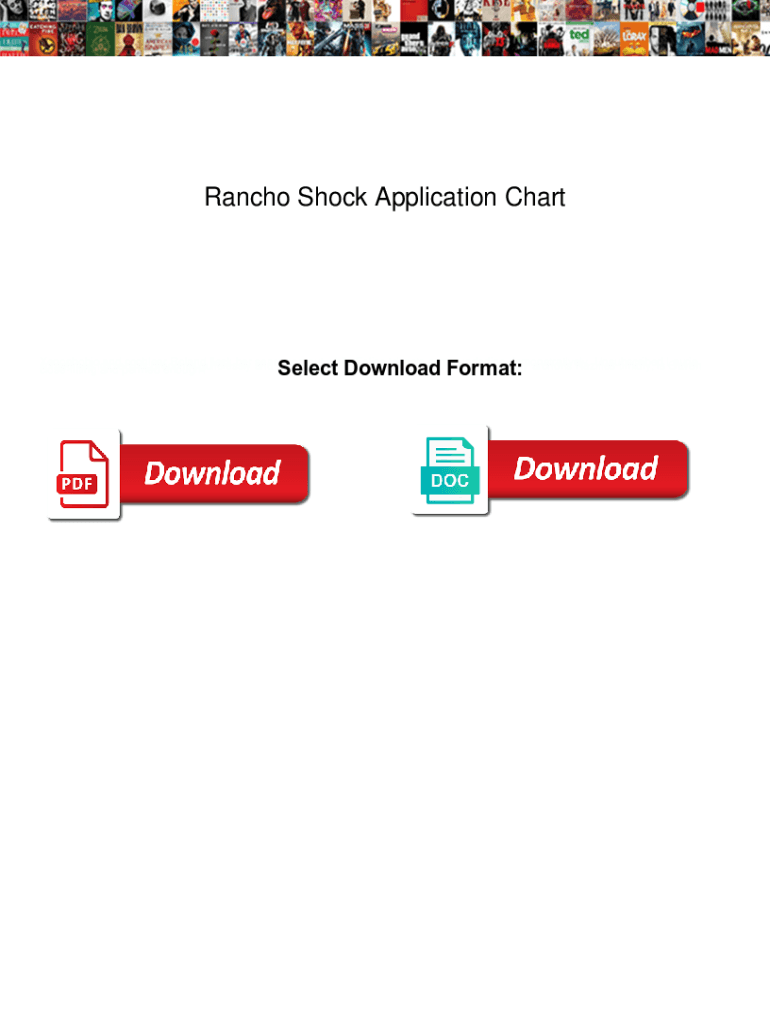 Fillable Online Rancho Shock Application Chart Rancho Shock 