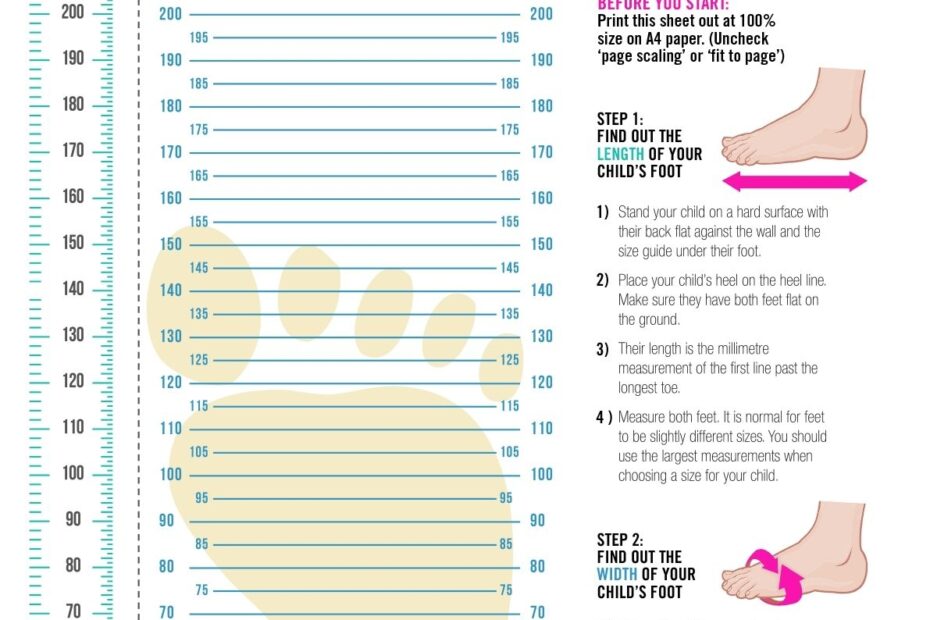 Foot Measurement Printable Shoe Sizing Chart