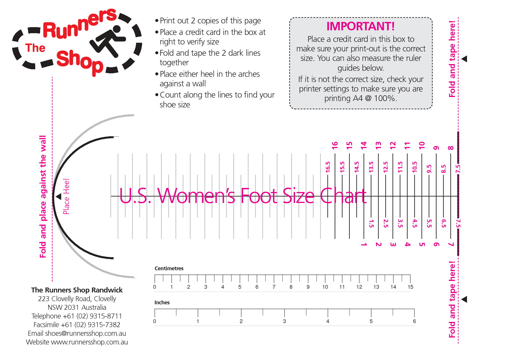 Foot Measurement Size Chart