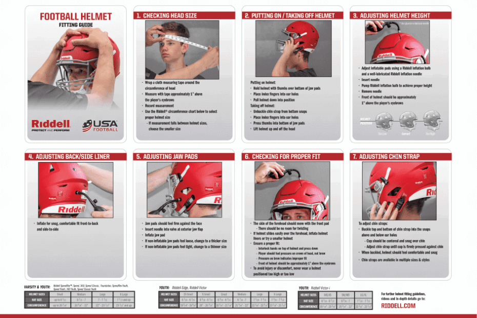 Football Helmet Size Chart Riddel Download Printable PDF Templateroller