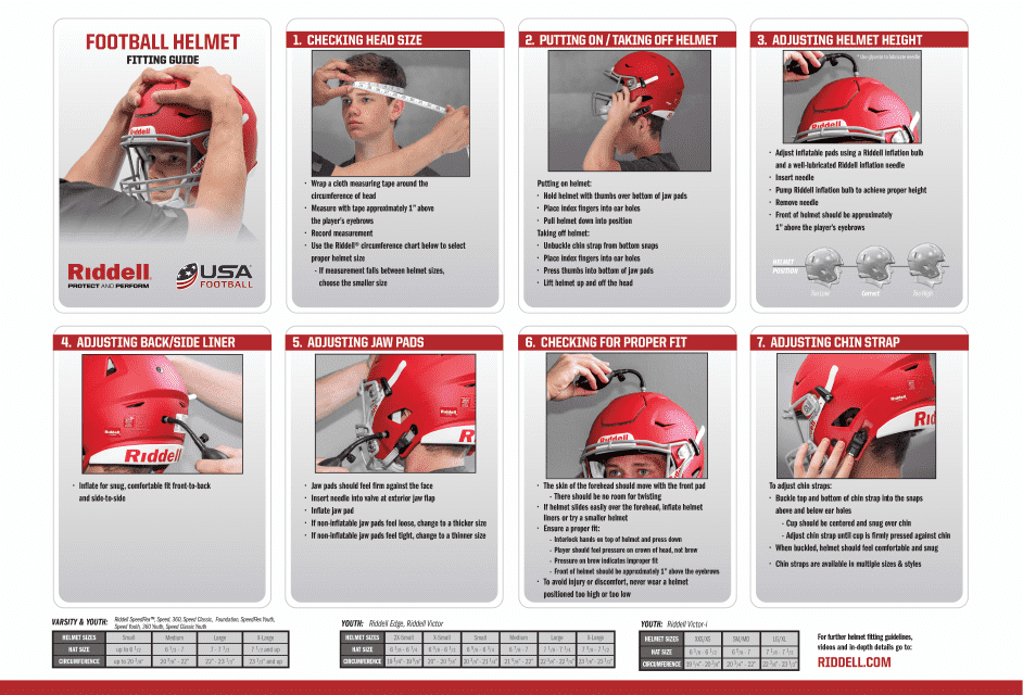 Football Helmet Size Chart Riddel Download Printable PDF Templateroller