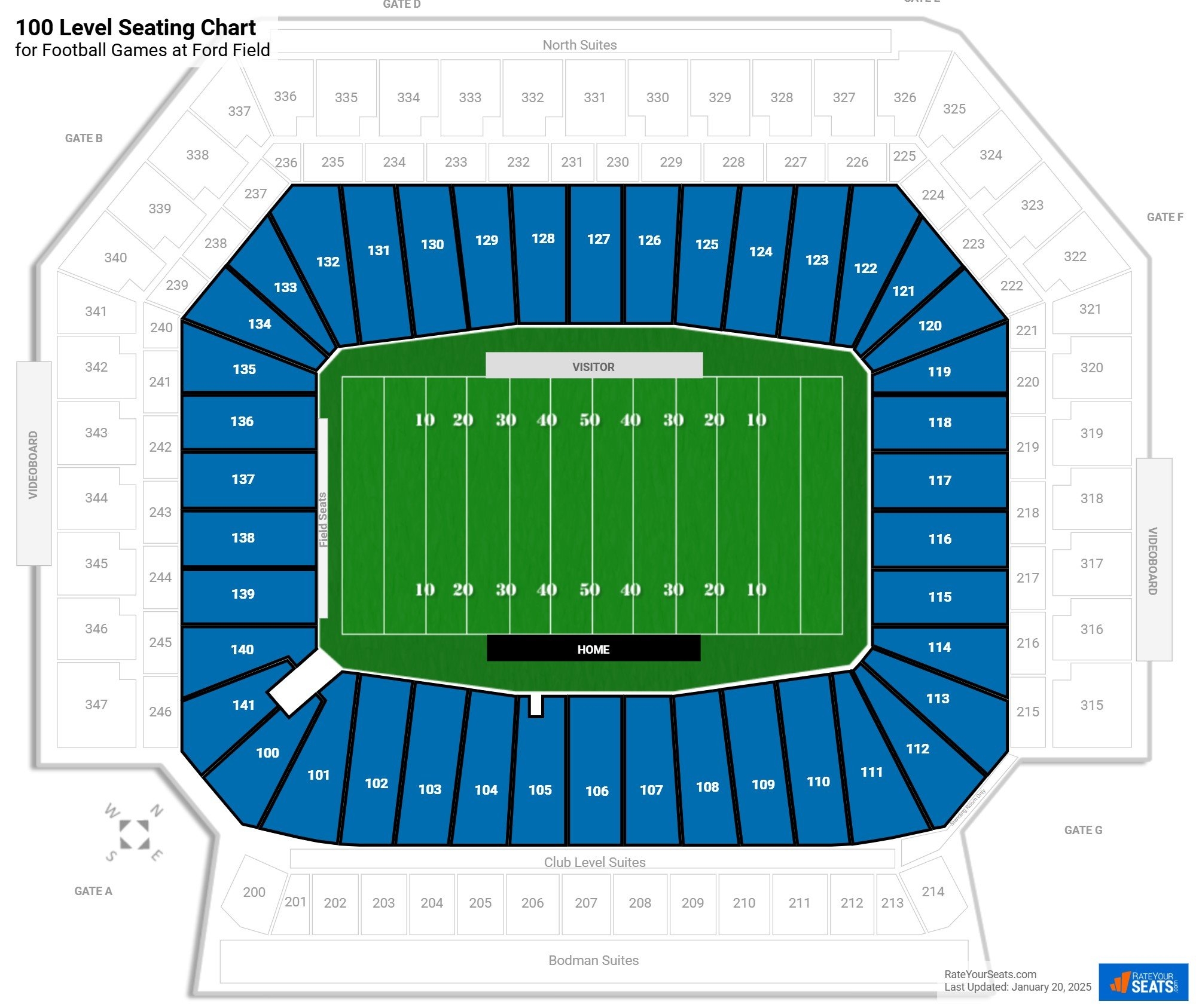 ford field seating chart ford field seating chart