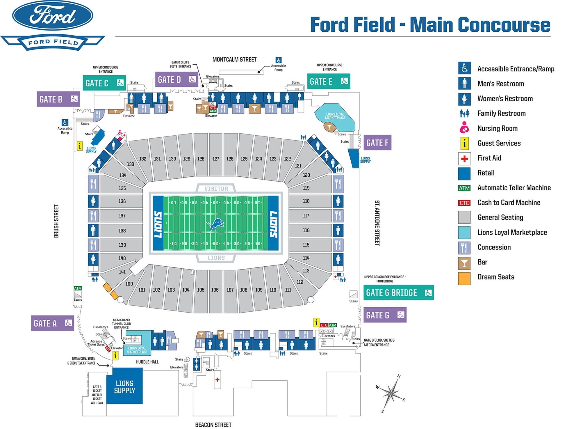Ford Field Stadium Seating Chart Detroit Lions Seating Guide Detroit
