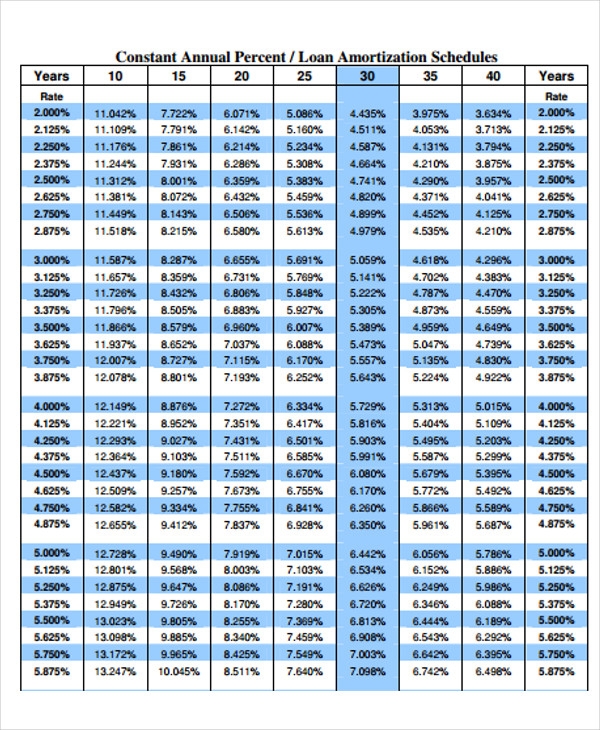 Free Amortization Schedule Printable Template Business PSD Excel 