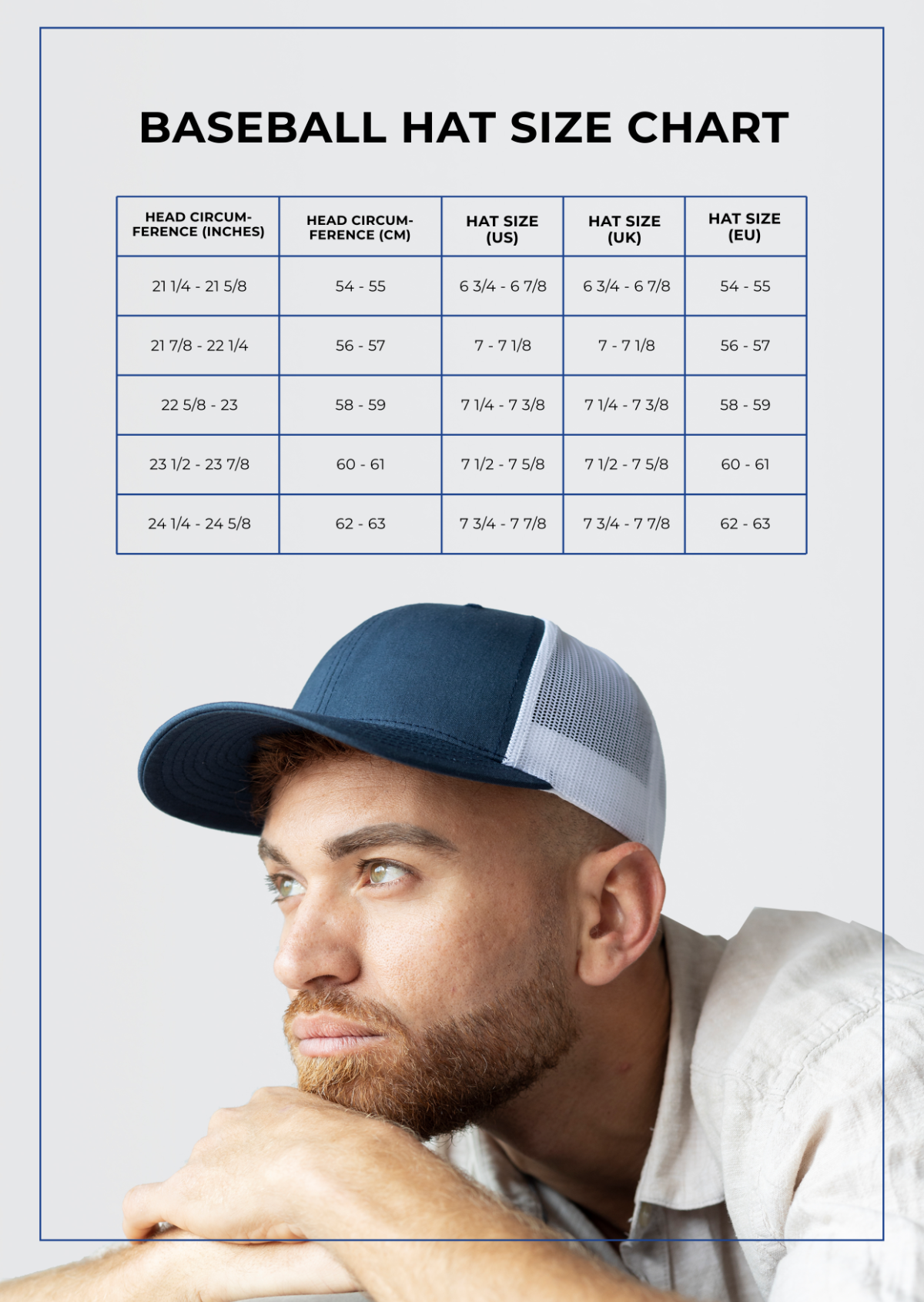 Free Baseball Hat Size Chart Template To Edit Online