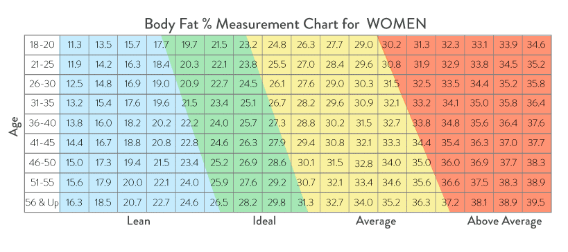 female body fat chart