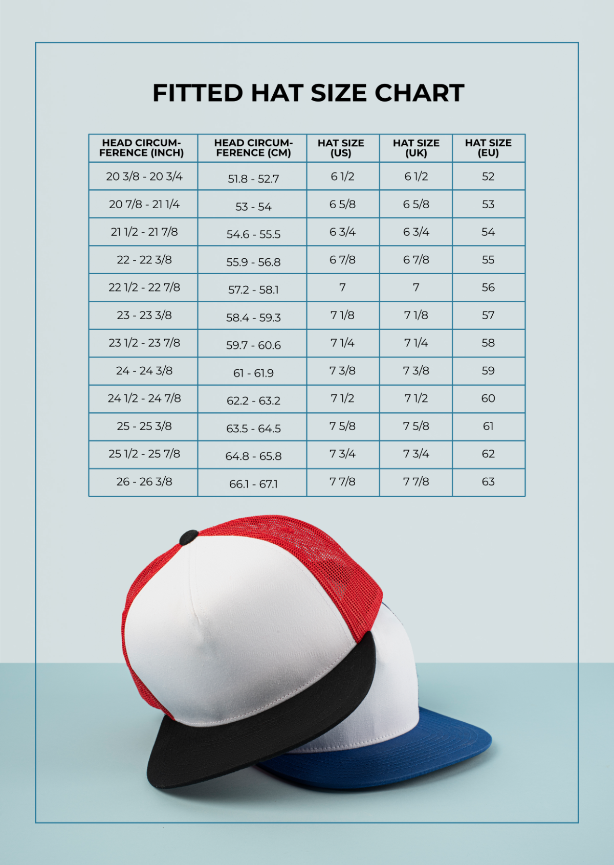 Free Fitted Hat Size Chart Template To Edit Online