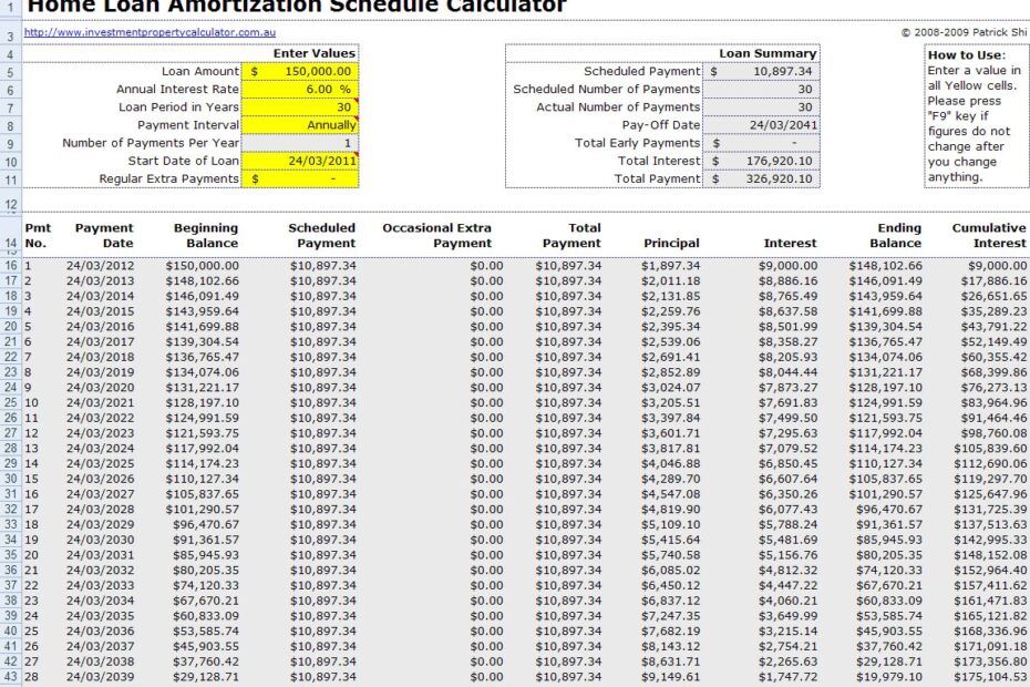 Free Mortgage Home Loan Amortization Calculator