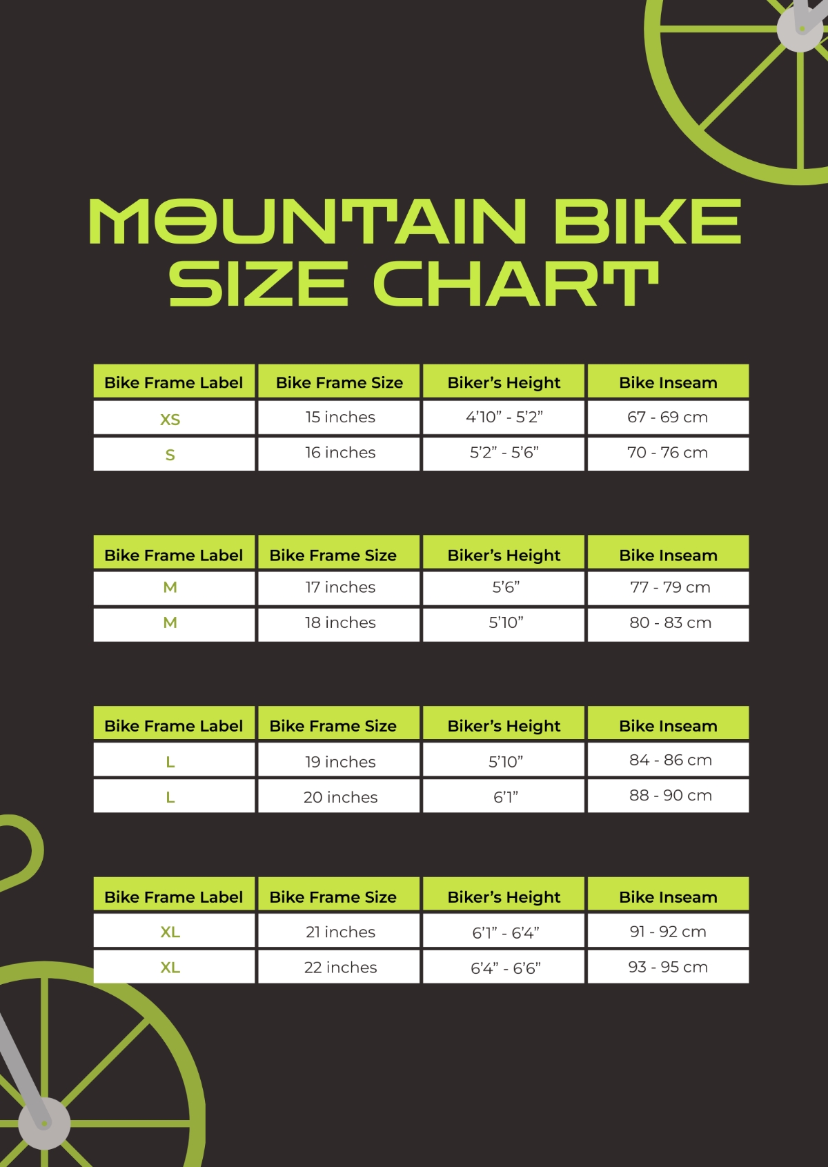 Free Mountain Bike Size Chart Template To Edit Online Free Mountain Bike Size Chart Template To Edit Online