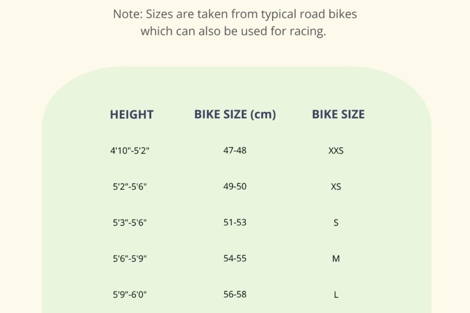 Free Race Bike Size Chart Template To Edit Online