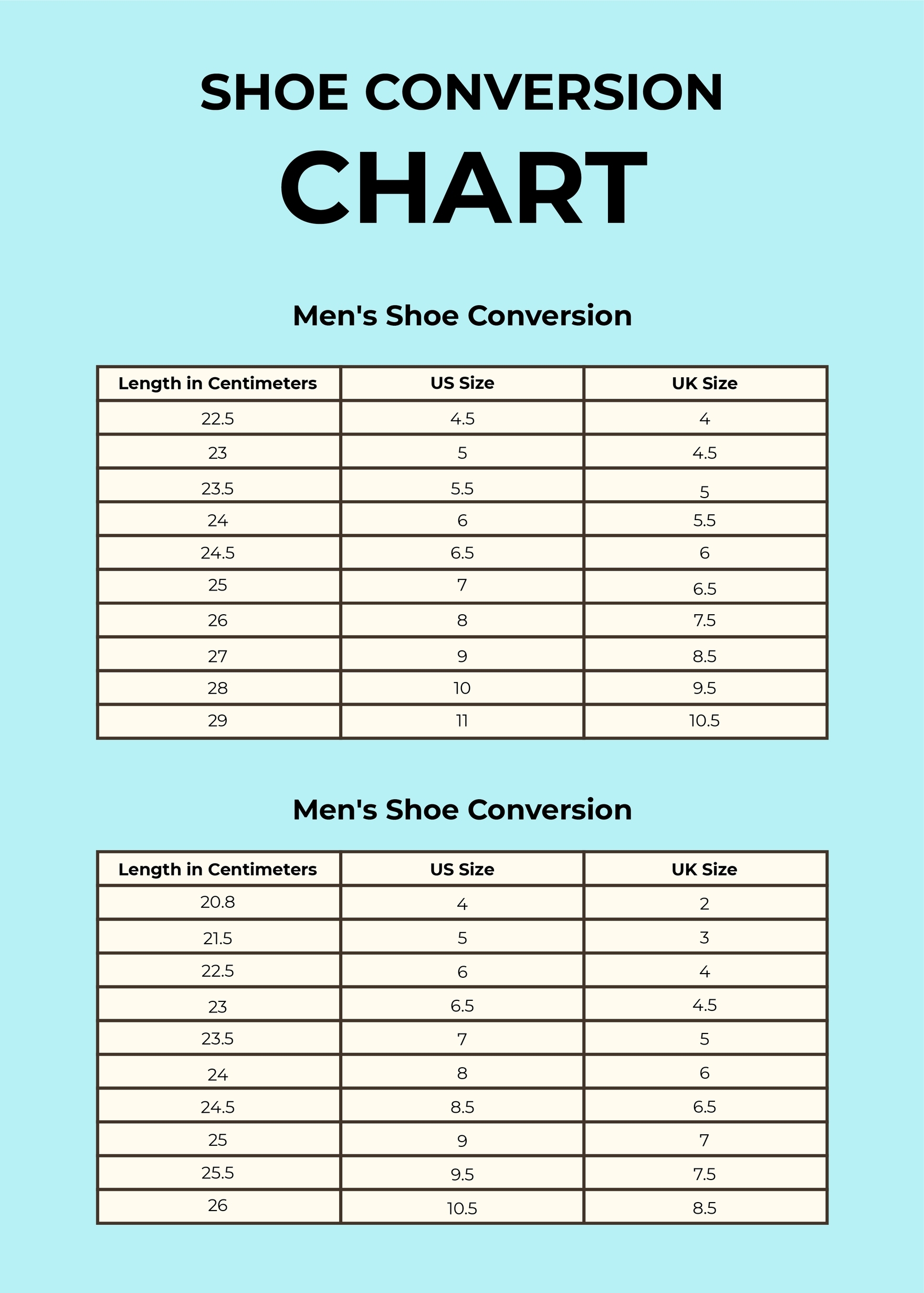Free Shoe Size Chart Printable Find Your Fit Printables For Everyone