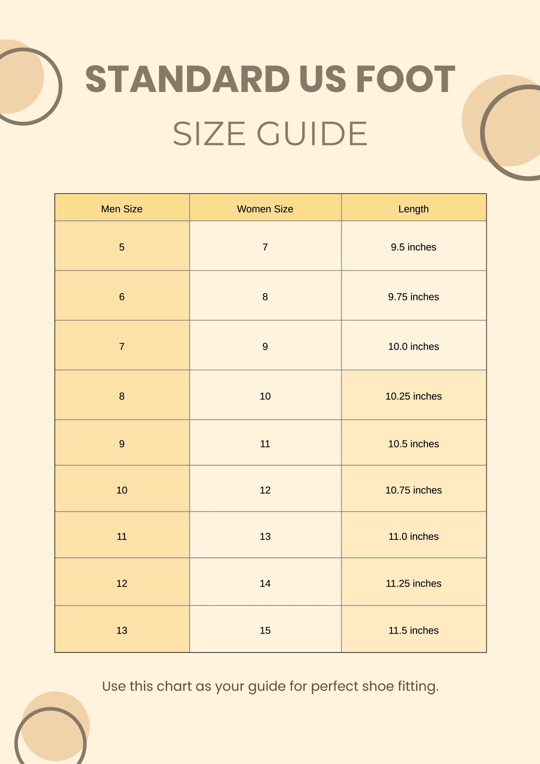 FREE Shoe Size Chart Template Download In Word Google Docs PDF 